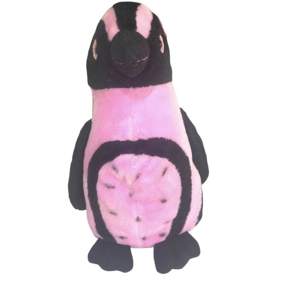 The Petting Zoo 13” Pink Black Penguin Plush Walking Vintage‎ Soft Beanie Tail - Picture 2 of 6